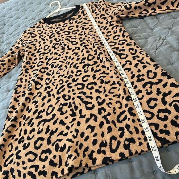 J. Crew Cotton Wool Blend Leopard Print Sweater Dress Size Large - Picture 8 of 8
